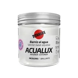 Barniz al agua manualidades acualux brillante 75 ml incoloro titanlux