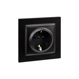 Base enchufe schuko tt empotrar negro serie 10 simon