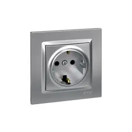 Base enchufe schuko tt empotrar aluminio serie 10 simon