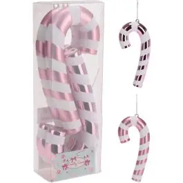 Adorno navidad baston rosa koopman 4 pz import