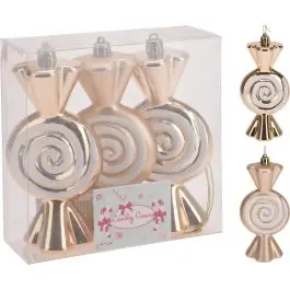 Adorno navidad caramelo dorado koopman 3 pz import