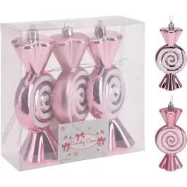 Adorno navidad caramelo rosa koopman 3 pz import
