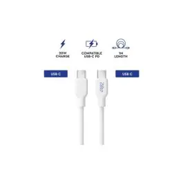 Cable conexion usb tipo c a tipo c 20w 1 metro blanco myway