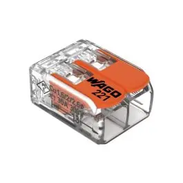 Borna de conexion rapida 2 vias 6mm2 50 und. 221-612 wago