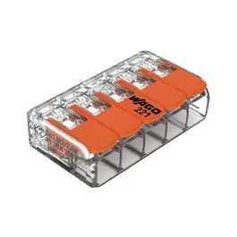 Borna de conexion rapida 5 vias 6mm2 15 und. 221-615 wago