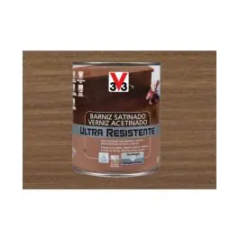 Barniz interior al agua ultra resistente satinado 750 ml nogal v33