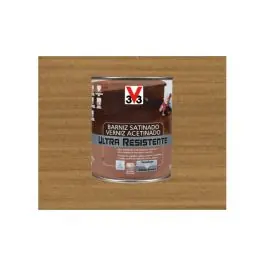 Barniz interior al agua ultra resistente satinado 750 ml roble oscuro v33