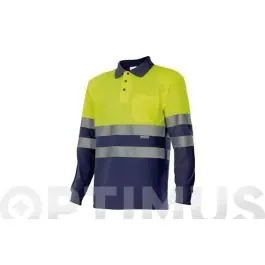 Polo manga larga alta visibilidad marino / amarillo fluor talla m velilla