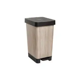 Cubo pedal decorado smart madera 25l-wood tatay
