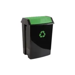 Contenedor reciclaje 50 l negro 40 x 33,5 x 57,5 tapa verde tatay