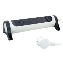 Base multiple fija y rotativa 10/16a 1,5m 3 tomas blanco/negro legrand