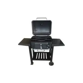 Barbacoa carbon con tapa y dos mesas auxiliares 121,5x62x104cm natuur