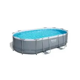 Piscina ovalada desmontable power steel10.949 l depuradora cartucho tipo ii 488x305x107cm gris bestway