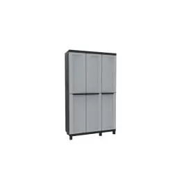 Armario resina alto 3 estantes negro gris twist black 170 x 102 x 39 cm terry - Jobgar