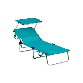 Cama playa multiposicion, con asa, posiciones escalerilla y parasol aluminio fibreline azul alco