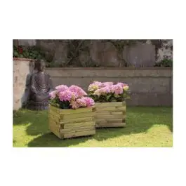 Jardinera de madera cuadrada spiro + geotextil 50 x 50 x 40 cm marron oscuro nortene