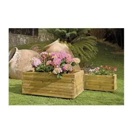 Jardinera de madera rectangular dora + geotextil 100 x 50 x 40 cm marron oscuro nortene