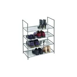 Zapatero 4 baldas 58,5 x 28,5 x 70 cm gris domopak