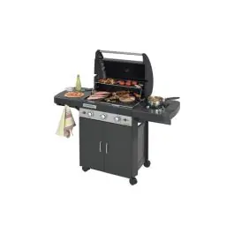 Barbacoa a gas 3 quemadores + hornillo plus dark 9.600 + 2.300 w campingaz