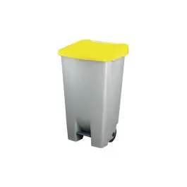 Contenedor selectivo amarillo pedal y ruedas 120 l denox