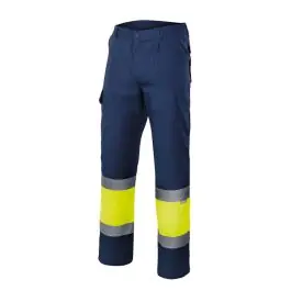 Pantalon alta visibilidad marino / amarillo fluor talla s velilla