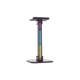 Soporte para auriculares con barra de luz led rgb digital recargable usb music sync display 12 pcs xanlite