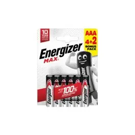 Pila alcalina max 1,5v lr03 aaa pack 4+2 energizer