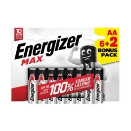 Pila alcalina max aa lr06 pack 6+2 energizer