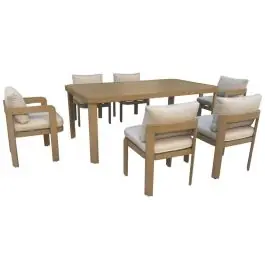 Comedor de Jardín de Aluminio con 6 Sillas Marrón Simil Madera MB-224606