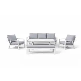 Conjunto de Jardín Aluminio Blanco con Cojines Grises SALVADOR - Estancias