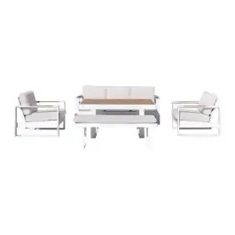 Conjunto de Jardín de Aluminio Blanco con Cojines DINAMARCA - Estancias