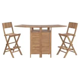 Set de Mueble Bar de Teca con Mesa Extensible y Taberetes MB-224647