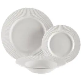 Vajilla de Porcelana 18 Piezas Relieve Rayas 22460009 - Menaje