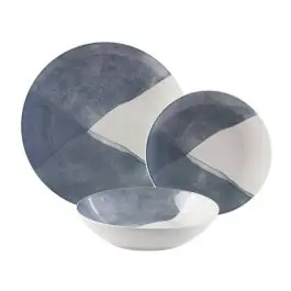 Vajilla de Porcelana 18 Piezas Diseño Picnic Azul 26,5 cm 22990005 - Menaje