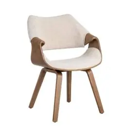 Silla de Comedor de Madera Curvada Tapizada color Crema 615339 - Sillas