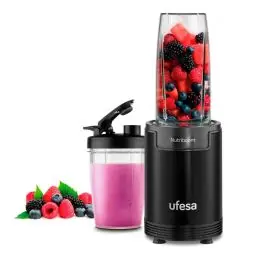 Batidora de Vaso Ufesa Nutriboom 900W con 2 Vasos y Cuchillas Inox Negro - Pequeños Electrodomésticos