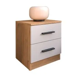 Mesita de Noche 2 Cajones en Melamina Mauvella-Beige ELBA A031EL20MVG