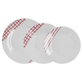 Vajilla de Porcelana 18 Piezas Diseño Rojo KANSAS QUID 5427990 - Menaje