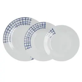 Vajilla de Porcelana 18 Piezas Diseño Azul KANSAS QUID 5427991 - Menaje