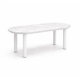Mesa de Jardín Blanca 180 cm Aluminio Mármol ALGECIRAS - Estancias