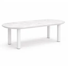 Mesa de Jardín Blanca 240 cm Aluminio Mármol ALGECIRAS - Estancias