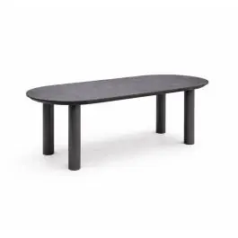 Mesa de Jardín Antracita 180 cm Aluminio Mármol ALGECIRAS - Estancias