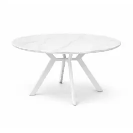 Mesa de Jardín Redonda de 110 cm Cerámica Blanca BARCELONA - Estancias