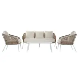 Set de Jardín con Sofá con 2 Sillones y Mesa de Aluminio MB-179038