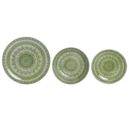 Vajilla de Porcelana 18 Piezas Color Verde Diseño de Mandala PC-228231