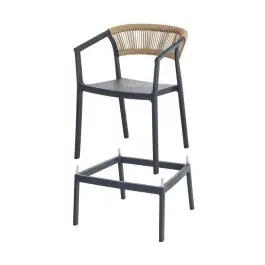 Taburete de Cocina Contract con Respaldo de Cuerda Poli Color Antracita 616273 - Muebles