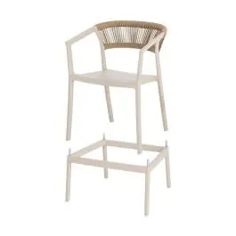 Taburete de Cocina Contract con Respaldo de Cuerda Poli Color Crema 616274 - Muebles