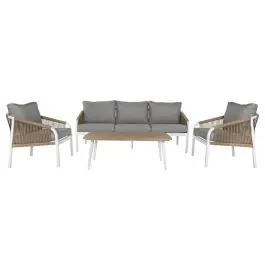 Conjunto de Jardín Estructura de Aluminio Blanco con Cuerda Sintética MB-218296