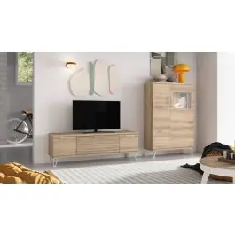 Composición de Salón 260 cm Moderna en Roble Natural KRONOS.5 N 607 - Estancias
