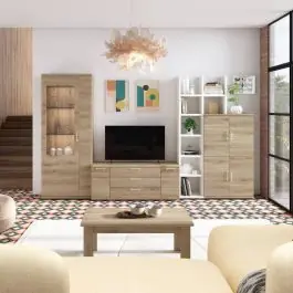 Composición de Salón 340 cm en Roble Natural KRONOS 5 N 616 - Estancias